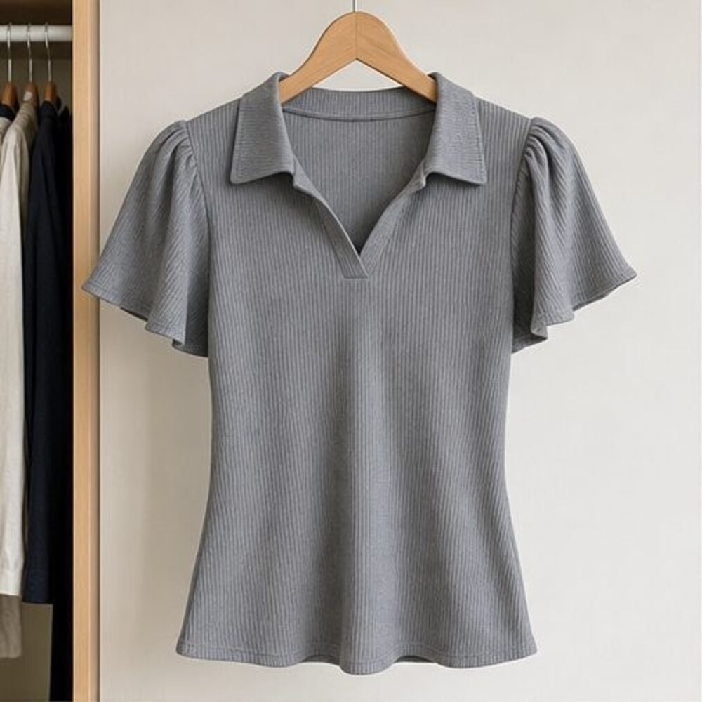Gray Ruffle Blouse